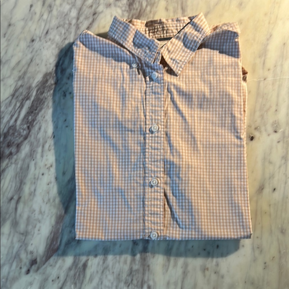 J. Crew Tan Blouse relaxed fit gingham Top